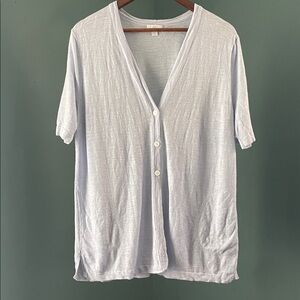 J. Jill Soft light blue linen knit  Button-Down sweater